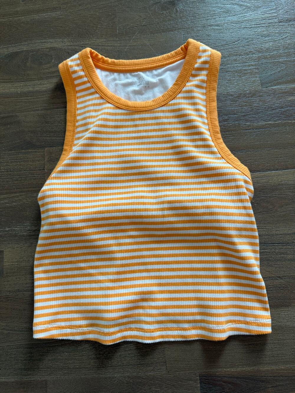 Offline by Aerie Orange White Striped Ribbed Tank Size M